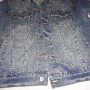 Denim Jean Jacket Trucker Rancher Sz Large